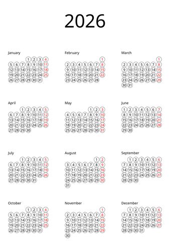 Calendar - Full Year